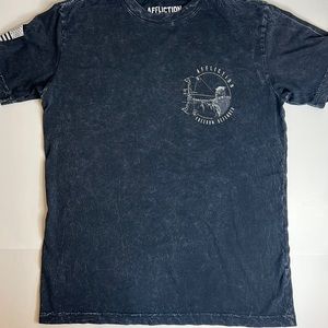 Affliction Men’s Black Freedom Defender Reaper Ghost Skull Shirt Size Small